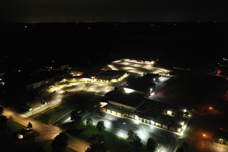 aerial shot of campus