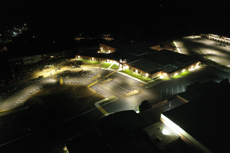 aerial shot including construction